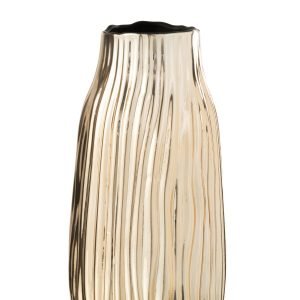 Vase Notches Glass Gold Medium