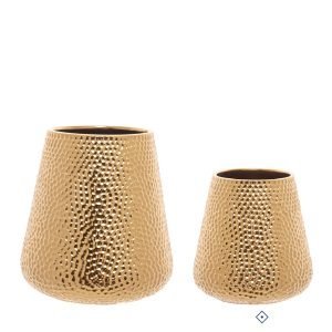 Jarra decorativa em cerâmica dourada