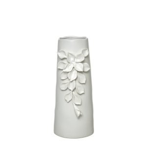Cerâmica decorativa - Jarra Branca Floral